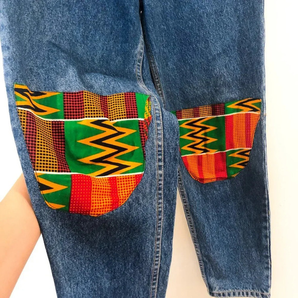 VINTAGE Texwood Patchwork Straight Leg Denim Jeans - Picture 3 of 11